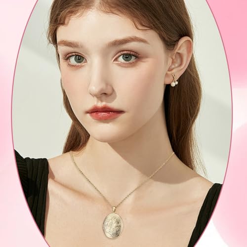 UNICRAFTALE 2Pcs Real 18K Gold Plated Floating Locket Pendants Photo Frame Charms Metal Oval Pendants Golden Charm Memory Photo Pendant for DIY Memorial Necklace Jewelry Craft