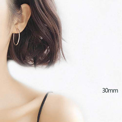 YFN Hoop Earrings Sterling Silver Polished Round Circle Endless Earrings Diameter 20,30,40,50,60,70,80mm - style: Diameter 30mm Medium Hoop Earrings