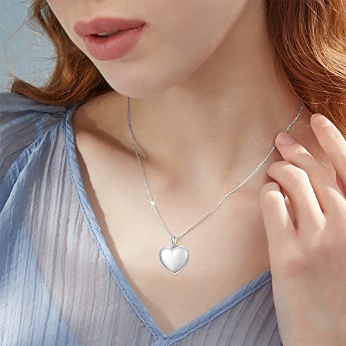 SOULMEET 10K 14K 18K Solid White Gold/Silver Minimalist Style/Infinity Sunflower Heart/Oval Locket Necklace That Holds 1 or 2 Pictures Personalized Photo Locket Necklace Letters Engraving - style: B3-white locket+photo+text