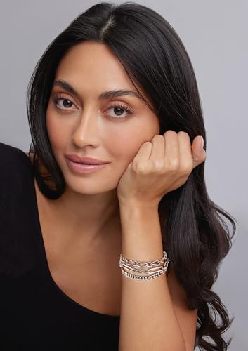 14K Gold Bracelets for Women Adjustable Slider Bracelet Bangle Bracelets for Women Trendy Chain Bracelet - color: Stacking-White Gold