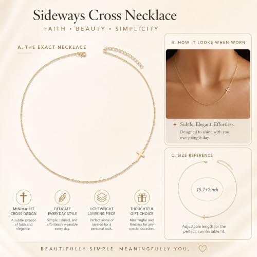 Gold Neklace Stack Dainty Gold Herringbone Necklace for Women Layered Paperclip Chain Necklaces Rhinestone Drop Simple Jewelry Gifts for Women - color: A2:cross