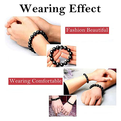 Black Obsidian Bracelet,Feng Shui Black Obsidian Wealth Bracelet for Women Men Couples Handmade Stretch Obsidian Bracelet Bangle with Carved Pixiu Tiger Eye Stone Attract Wealth Money and Good Luck - color: C,12mm,Obsidian