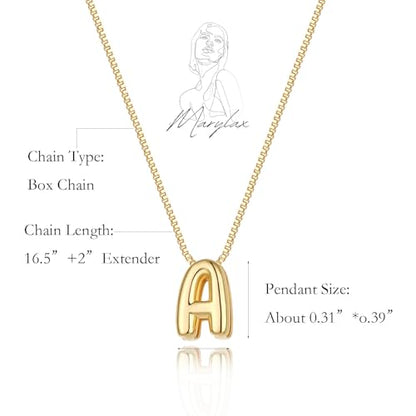 14K Gold Plated Bubble Letter Necklace, Tarnish Free and Waterproof Dainty Initial Necklace for Women, Trendy Personalized Gold Jewelry Gift for Her - color: Gold, style: F