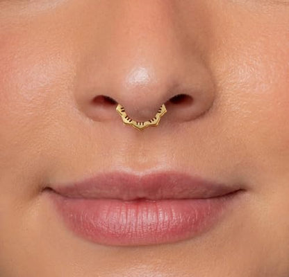16G Septum Ring Hinged Septum Clicker Nose Ring Septum Piercing Jewelry - color: Flower-gold, size: 8mm