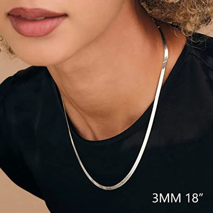 DEARMAY 14K Gold Plated Herringbone Necklaces for Women, Dainty Gold Snake Choker Chain Non Tarnish Trendy Simple Thin & Chunky Options Neckalce 1.5/3/5/6/8mm Chain Jewelry for Gifts - color: SL-3MM 18" Herringbone Necklace