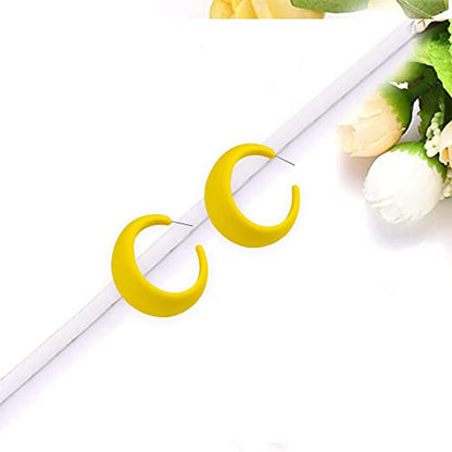 Acrylic Resin Earrings 70s 80s Colorful Hoop Earrings C Shape Trendy Chunky Cute Candy Earrings Jewelry for Women - color: Yellow