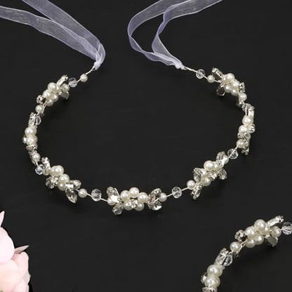 Wecoe Flower Girl Headpieces 2pcs Wedding Bridal Hair Accessories | Princess Headband for Birthday, Party, First Communion, Baptism - color: Silver A