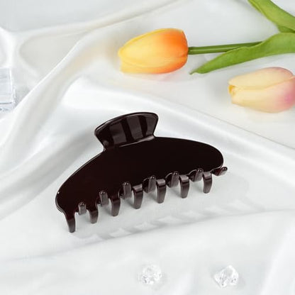 MAORULU Cute Claw Clip for Women – 4.3'' Large Acetate Hair Clips for Thick Thin Curly Long Hair, Durable Hair Clamps Non-slip Jaw Clip, Strong Hold, Stylish French Design (Chocolate) - color: Chocolate