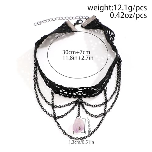 Todenb Gothic Choker Witch Necklace for Women Lace Vampire Collar Necklace Y2K Goth Black Zirconia Pendant Necklaces Halloween Dark Bridal Vampire Witch Party Jewelry Accessories - style: Style-C