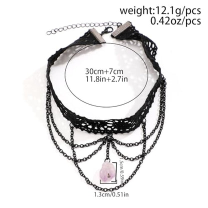 Todenb Gothic Choker Witch Necklace for Women Lace Vampire Collar Necklace Y2K Goth Black Zirconia Pendant Necklaces Halloween Dark Bridal Vampire Witch Party Jewelry Accessories - style: Style-C