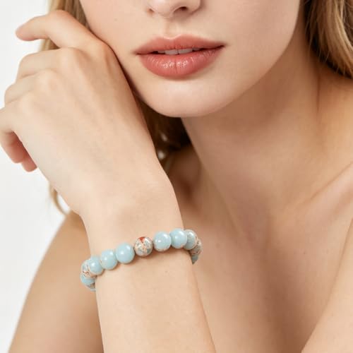 8mm Beaded Bracelets for Women, Natural Crystal Gemstone Energy Bracelets - color: Imperical Jasper