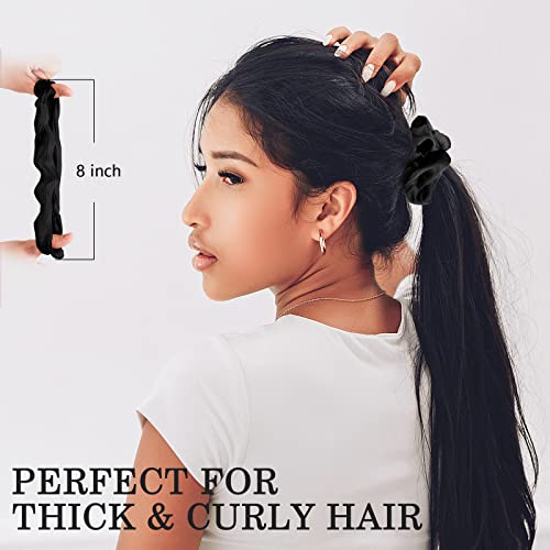 Satin Scrunchies for Women, Girls and Kids 60 Bulk Pack, Black Hair Scrunchie Hair Ties Silk Scrunchy Soft Silky Ponytail Holders for Thick, Curly, Medium, Thin, Fine Hair, No Damage & Non Slip