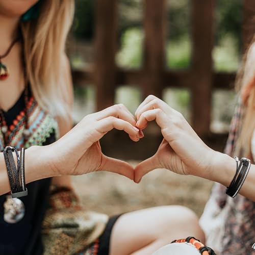 Sanfenly Leather Wrap Bracelets for Women,Boho Wrap Bracelets Leather Cuff Bangle Beads Bracelets Stackable Western Bracelets Jewelry for Women (Gold/Black/Gray/Turquoise) - color: Black Leather