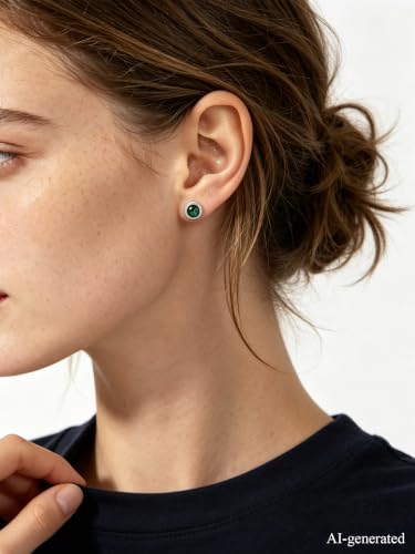 0.6-4 Carat 5A Cubic Zirconia/Simulated Emerald Sparkle Stud Earrings for Women, Hypoallergenic 925 Sterling Silver Posts, Anniversary Birthday Valentines Mothers Day Jewelry Gift - color: Simulated Emerald - White Gold, size: 1.00 Carat (0.50ct * 2)