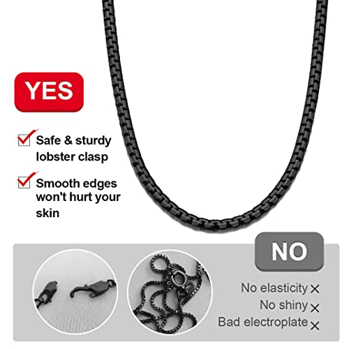 GoldChic JEWELRY Chunky Cuban Chains for Men,Stainless Steel Cuban Chain Necklace, Venetian Chain Curb Chain Hip Hop Jewelry,4/6/9/12/14mm Width,14-30 inch Length, Black/Gold Plated/Silver - color: Black, size: 20"(51cm), style: Venetian Chain-4MM width