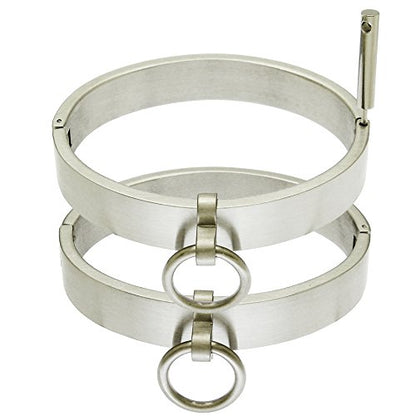 Stainless Steel Lockable Wrist Ankle Cuff Bracelet, Brushed Silver, Oval Shape, with Removable O-Ring and Hexagon Key