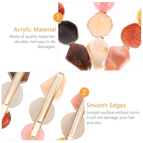 Geometric Marble Acrylic Hair Clip Set 6pcs, Polygonal Snap Barrettes for Women, Stylish Hair Accessories for Everyday and Party Wear