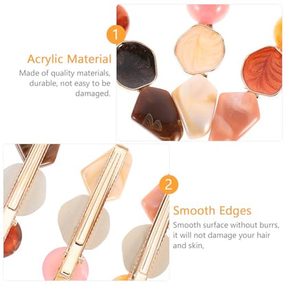 Abaodam 6pcs Geometric Acrylic Marble Hair Clips Set, ’ Snap Barrette Hairpin Accessories for Styling and Daily Wear