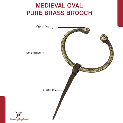 Armory Replicas™ Hand Forged Solid Brass Medieval Cloak Brooch – Viking, Celtic & Fibula Garment Pin Collection - style: Cloak Brooch