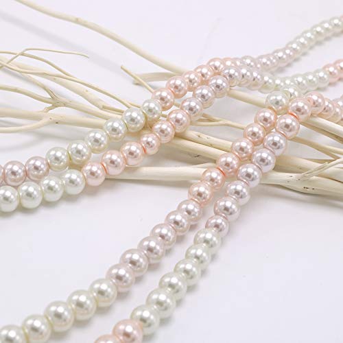Long Pearl Necklaces for Women Cream White Faux Pearl Strand Layered Necklace Costume Jewelry - color: Colorful