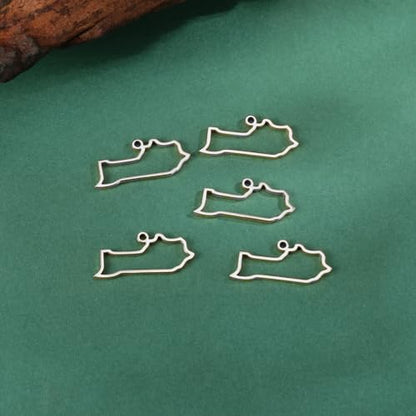 kkjoy 5Pcs Hollow Continents Maps of USA Pendant Charms for Jewelry Making and Crafting, Stainless Steel Mini Charm Craft Supplies Accessories for DIY Bracelet Necklace Earrings - color: Hollow Kentucky Map - Silver