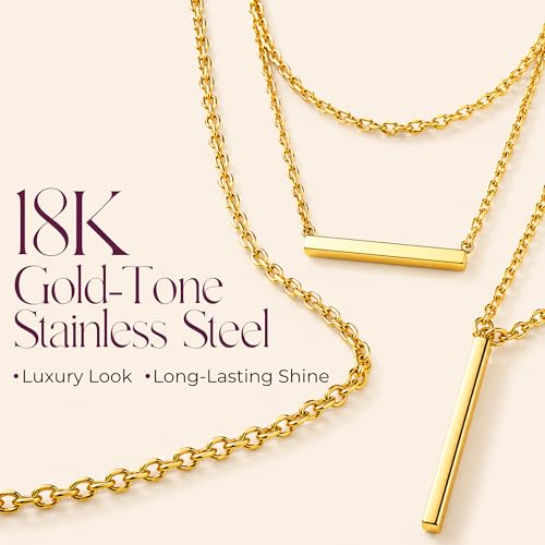 LA Signora Women's Necklaces, Choker Necklace,Women's Jewelry,18K Gold Necklace For Women,Sweatproof Non Tarnish Chain Necklaces,Trendy Gold necklace, Delicate Gold Necklace, Dainty Gold Chain - style: Three Layer Pendant Necklace