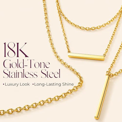 LA Signora Women's Necklaces, Choker Necklace,Women's Jewelry,18K Gold Necklace For Women,Sweatproof Non Tarnish Chain Necklaces,Trendy Gold necklace, Delicate Gold Necklace, Dainty Gold Chain - style: Three Layer Pendant Necklace