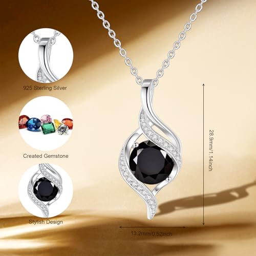 FANCIME Birthstone Necklace for Women Jewelry Gift for Her | Infinity Love Pendant Sterling Silver, Birthday Gift for Women, Adjustable 16+2" - color: 10 - Created Black Tourmaline