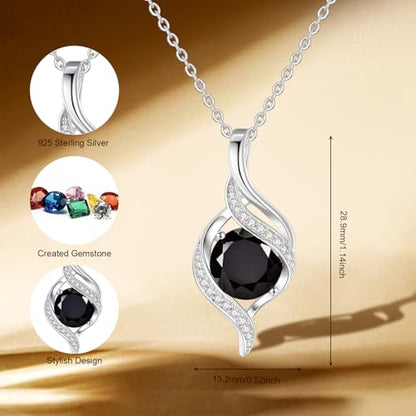 FANCIME Birthstone Necklace for Women Jewelry Gift for Her | Infinity Love Pendant Sterling Silver, Birthday Gift for Women, Adjustable 16+2" - color: 10 - Created Black Tourmaline
