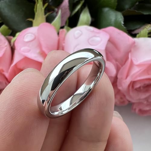 TUTISS 2mm 3mm 4mm 5mm 6mm 7mm 8mm 10mm White Tungsten Rings for Men Women Engagement Wedding Bands Domed Polished Shiny Comfort Fit - color: 4mm White Tungsten
