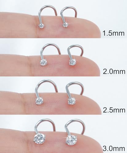 8Pcs Nose Rings Studs Set for Women Men: Hypoallergenic G23 Titanium/316L Surgical Stainless Steel Nose Studs, Nickel-free Lead-free L Shaped Corkscrew Nose Piercing Jewelry CZ 1.5mm 2mm 2.5mm 3mm - style: 8pcs 22G Silver - Stainless Steel