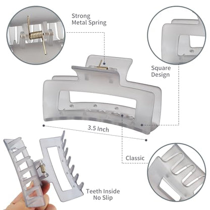 Sisiaipu 3.5 Inch Square and Rectangular Hair Clips - 12 Pcs Claw Clips for Thick and Thin Hair, Rectangle Jaw Clips in Bulk, Hair Accessories for Women and Girls - Ice Cream - color: Ice Cream