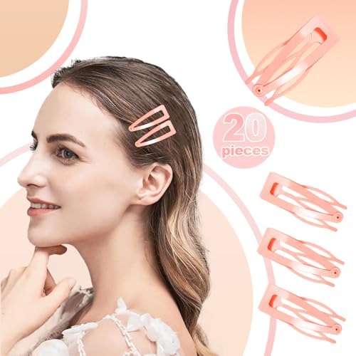 20 Pcs Snap Hair Clips for Women Snap Hair Barrettes Double Grip Hair Clips 3 Prong Clips for Hair Barrettes for Women Girls (ROES GOLD) - color: ROES GOLD