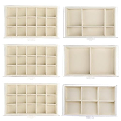 Acrylic Jewelry Box Organizer and Storage 6 Drawer for Earring Display Tray - color: Beige 6 Layers