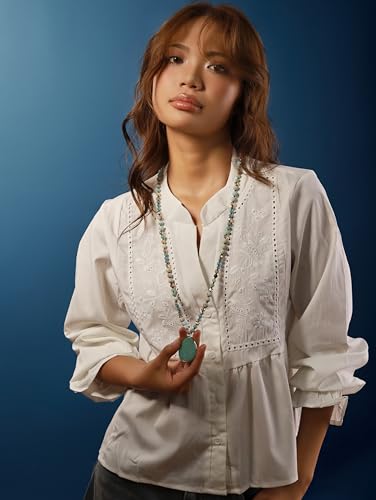 MINACHI Handmade Agate Pebble Pendant with Crystal Beads, Random Stone Shape, Vintage Women's Jewelry - style: Necklace NECK.009