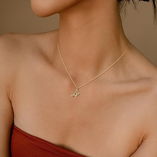 Tewiky Initial Necklace for Women-14k Gold Plated Dainty Letter Necklaces | Trendy Cute Custom Personalized Monogram Necklaces - color: gold, style: C
