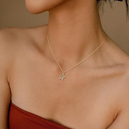 Tewiky Initial Necklace for Women-14k Gold Plated Dainty Letter Necklaces | Trendy Cute Custom Personalized Monogram Necklaces - color: gold, style: C