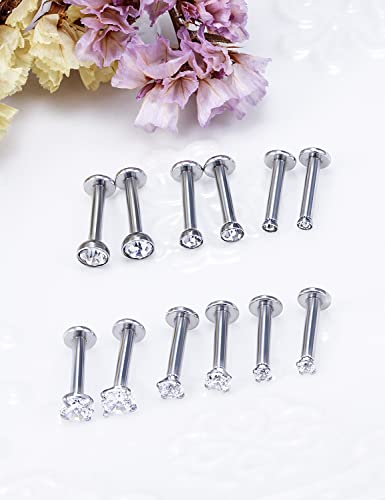 14G Lip Rings Stainless Steel Tragus Helix Conch Piercing Jewelry Snake Bite Piercing Monroe Lip Rings Labret Medusa Cartilage Lobe Earrings Piercing Jewelry Cubic Zirconia 2MM 3MM 4MM - color: 8MM-Silver,2mm/3mm/4mm
