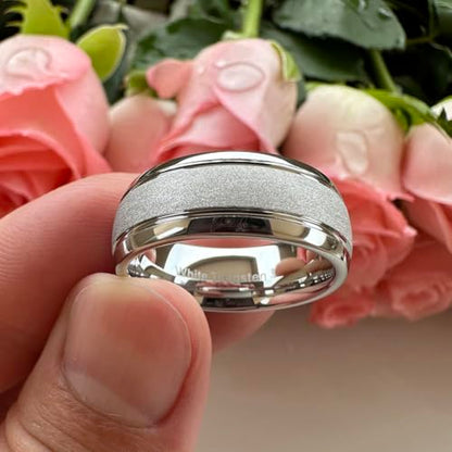TUTISS 6mm 8mm Black/Gold/Rose Gold/White Tungsten Rings for Men Women Fashion Engagement Wedding Bands Sandblasted Finish I Love You Engraved Comfort Fit - color: 8mm White Tungsten I Love You