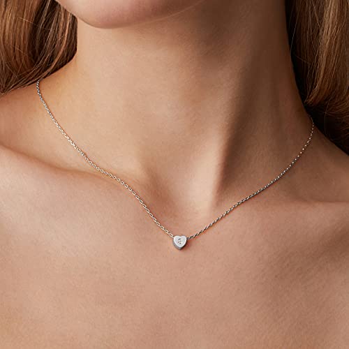 PAVOI 14K Gold Plated Tiny Heart Necklace | Dainty Necklace for Women | Personalized Letter Heart Choker | Adjustable Slider - style: - L