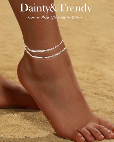 Gold Silver Ankle Bracelets for Women Waterproof 14K Gold Plated Anklets for Women Non Tarnish Dainty Layered Beaded Heart Anklet Set Summer Beach Foot Chain Jewelry Gifts Trendy Stuff - color: C- Waterproof Anklets