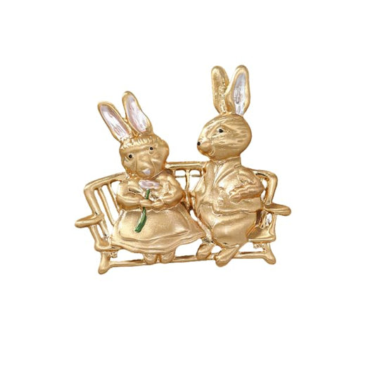Vintage Golden Easter Rabbit Brooch Pin Badge for Women Man Animal Bunny Brooches Cute Pins Accessory Jewelry Gift for Dress Hat Bag Outfits - color: Style F