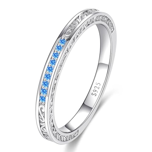 Yaresul Vintage Celtic Knot Women's Engagement Ring Sets Size 5-9 | 925 Sterling Silver/14K Gold Plated Stackable Wedding Bands Rings Cubic Zirconia Women Bridal Sets Wedding Ring Band - color: G12-Silver-December-Wedding Band