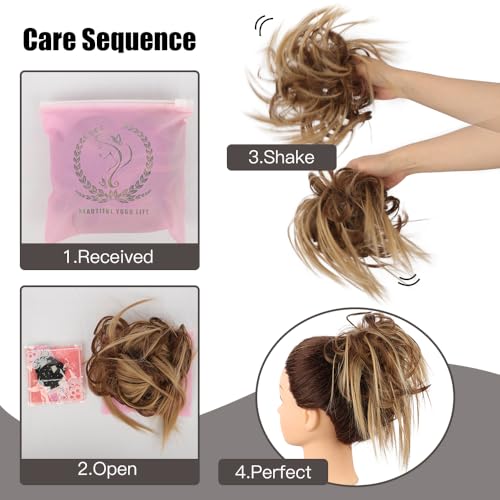 HMD Tousled Updo Messy Bun Hair Piece for Women Synthetic Hair Extension | Messy Bun Hair Piece with Elastic Scrunchie Synthetic Tousled Updos Ponytail Hairstyles for Daily Wear - color: Dark Chocolate Brown