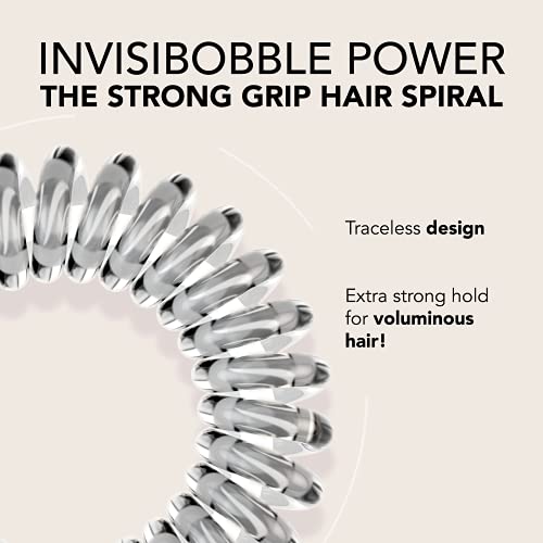 invisibobble Power Traceless Spiral Hair Ties - 5 Pack - Crystal Clear - Strong Elastic Grip Coil Hair Accessories for Active Women - No Kink, Non Soaking - Gentle for Girls Teens and Thick Hair - color: Crystal Clear