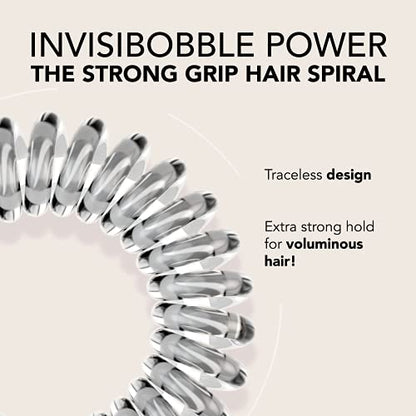 invisibobble Power Traceless Spiral Hair Ties - 5 Pack - Crystal Clear - Strong Elastic Grip Coil Hair Accessories for Active Women - No Kink, Non Soaking - Gentle for Girls Teens and Thick Hair - color: Crystal Clear