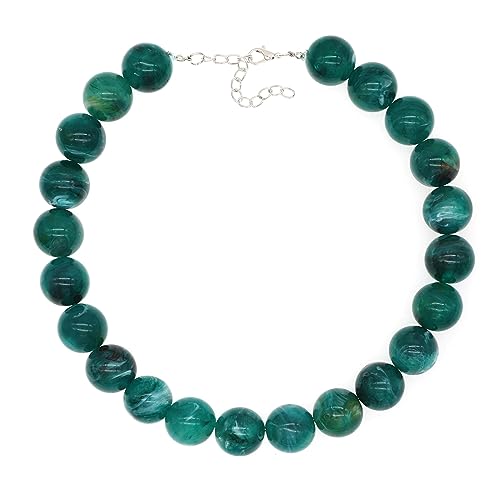 JNF Chunky Beaded Necklaces Women Large Big Ball Bead Choker Necklace Bold Statement Beads jewelry Gift - color: gemstone neckalce Emerald