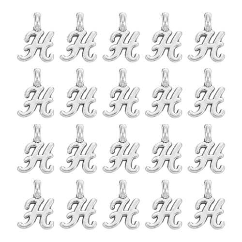 uxcell A-Z Alphabet Charm, Metal Alphabet Letter Charm Initial Charm Pendant Bead for Necklaces Bracelets Jewelry Making Craft - color: Silver H