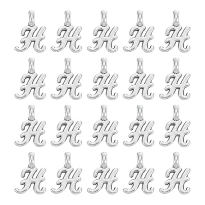 uxcell A-Z Alphabet Charm, Metal Alphabet Letter Charm Initial Charm Pendant Bead for Necklaces Bracelets Jewelry Making Craft - color: Silver H