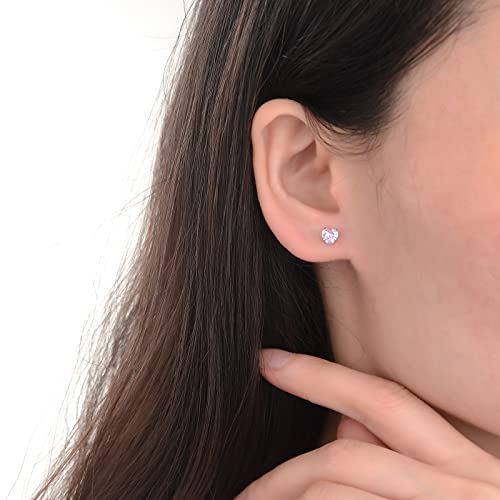 12 Pairs 18K Gold Plated Surgical Stainless Steel Stud Earrings, Star Heart Square Stud Earring for Women, Cubic Zirconia Birthstone Stud Earrings Set - color: Gold heart 5mm
